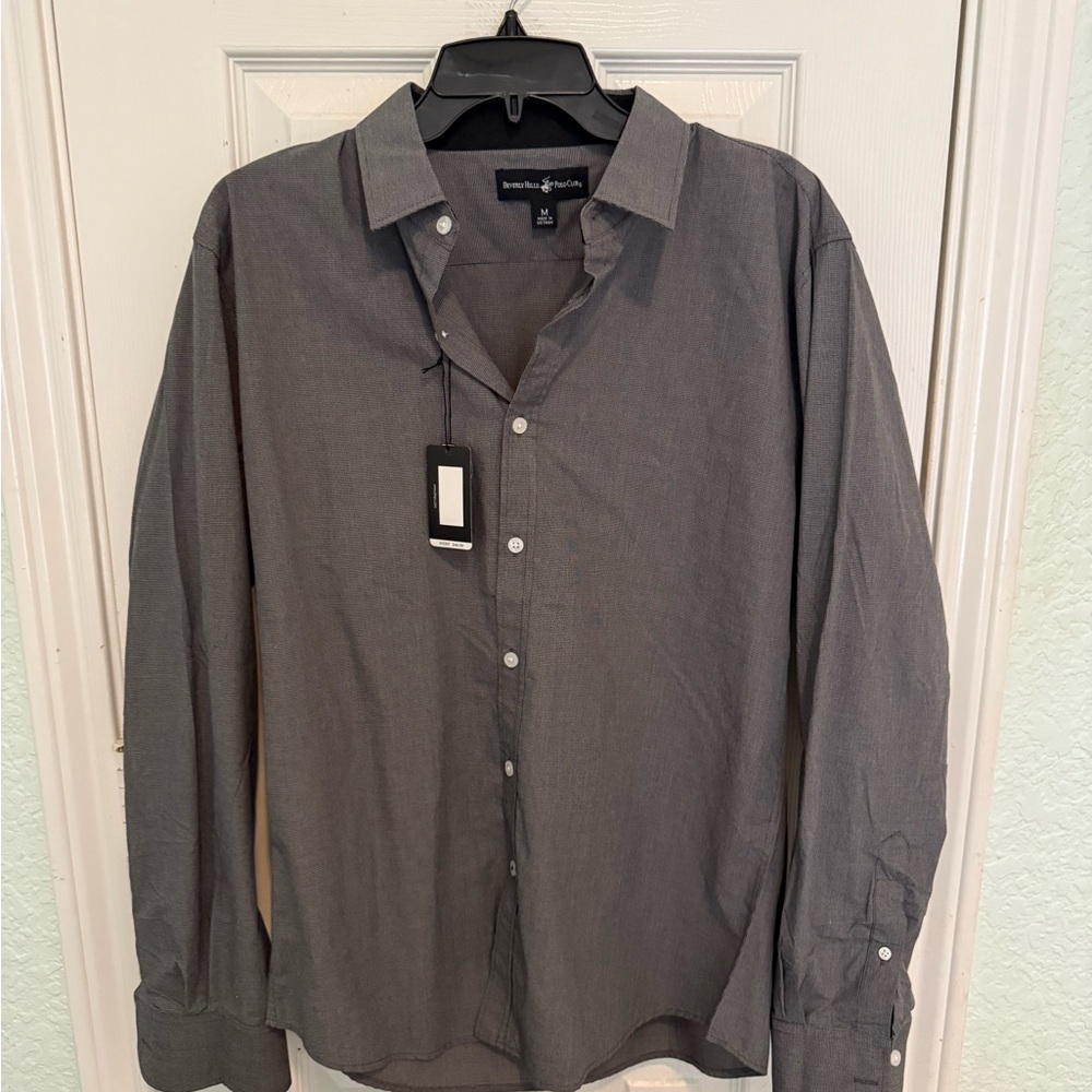 Beverly Hills Polo Club Gray Casual Button Down Shirt